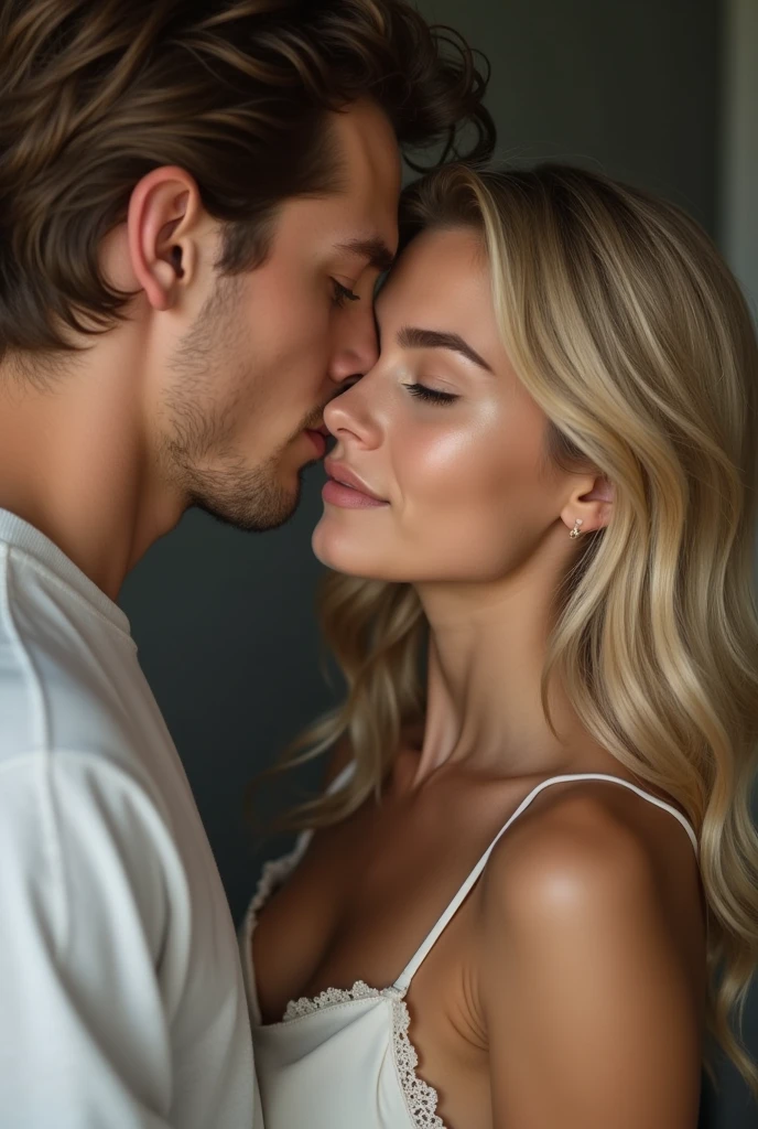 1 girl,young face, blonde hair, has sex with a boy