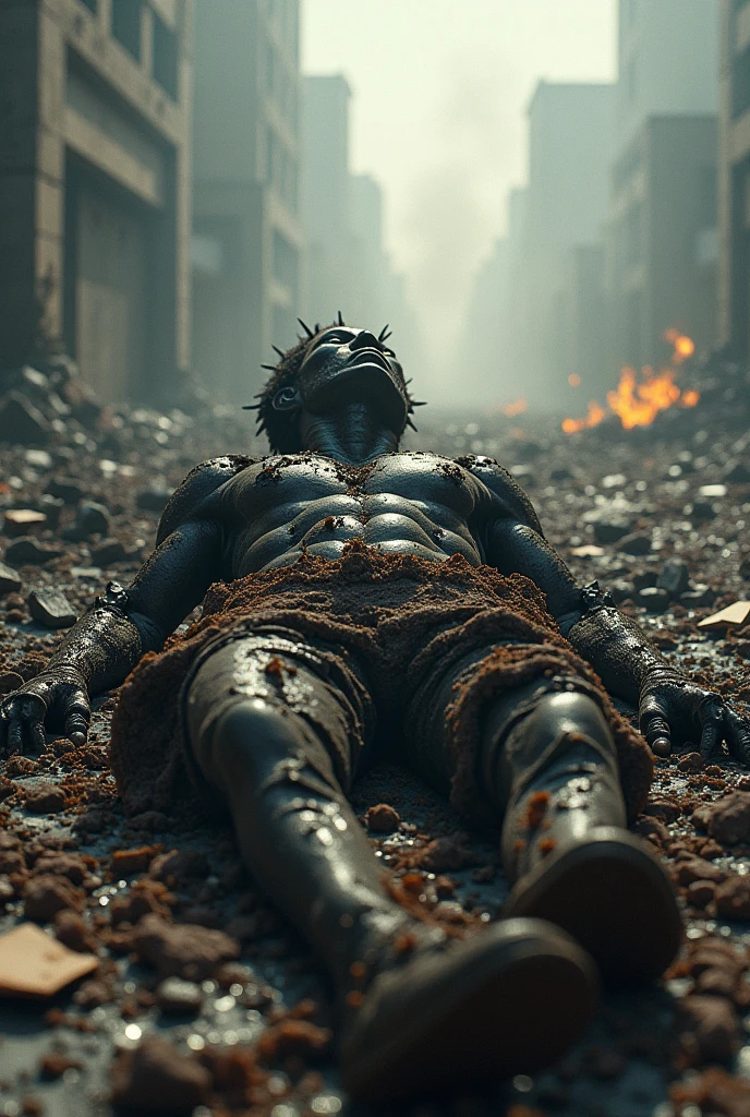 Shattered body in blast