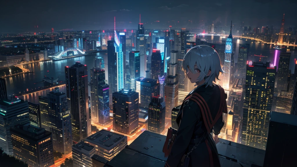 Background only、City of night、metropolis、Dark feeling、From the top of the building、There is no one