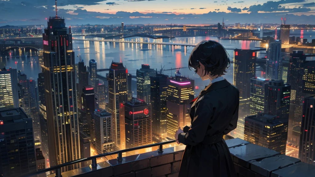 Background only、City of night、metropolis、Dark feeling、From the top of the building、There is no one