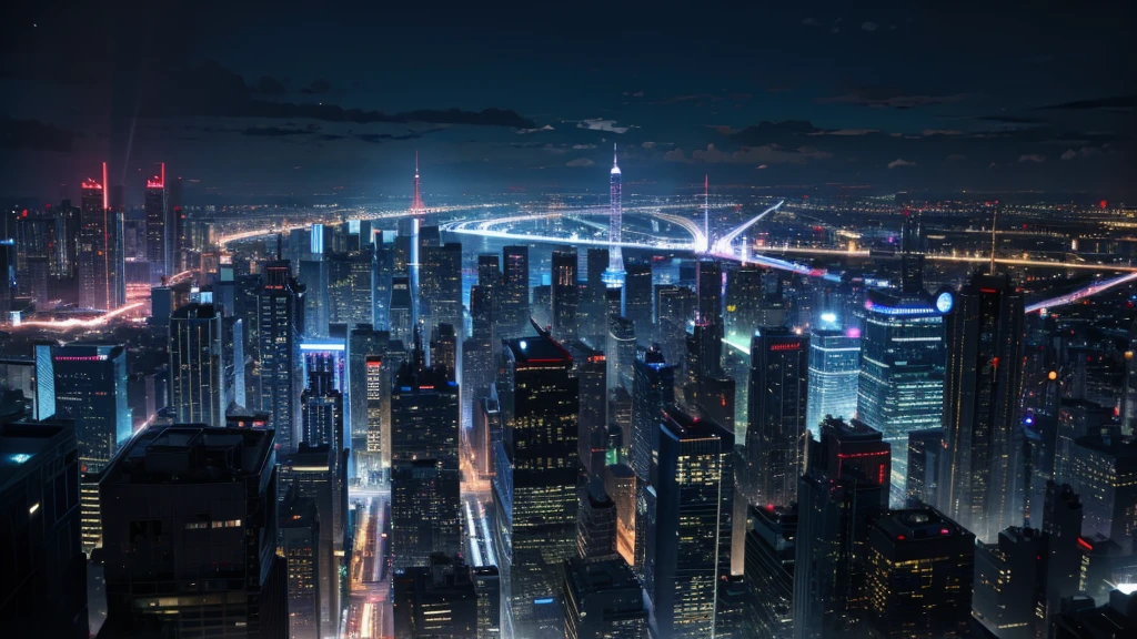 Background only、City of night、metropolis、Dark feeling、From the top of the building、There is no one