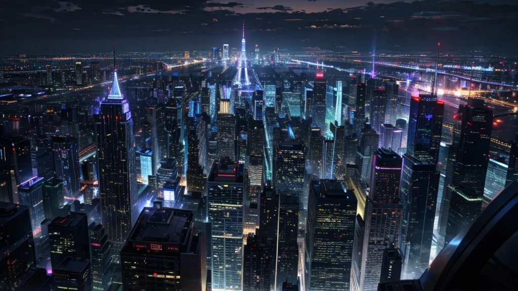 Background only、City of night、metropolis、Dark feeling、From the top of the building、There is no one