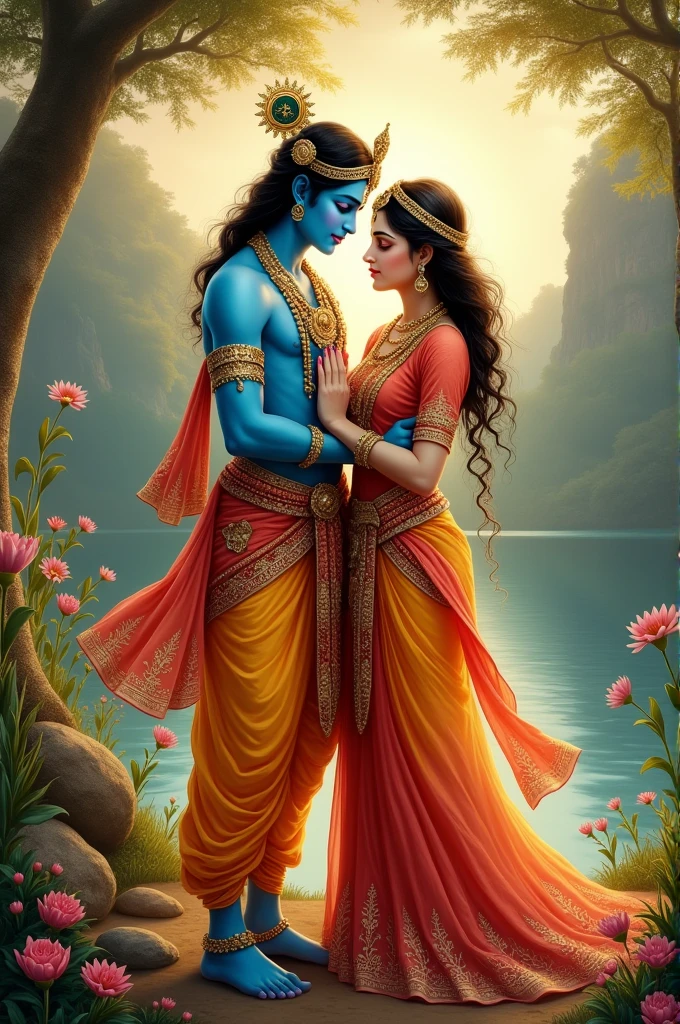 Lord krishna with lordess radha rani