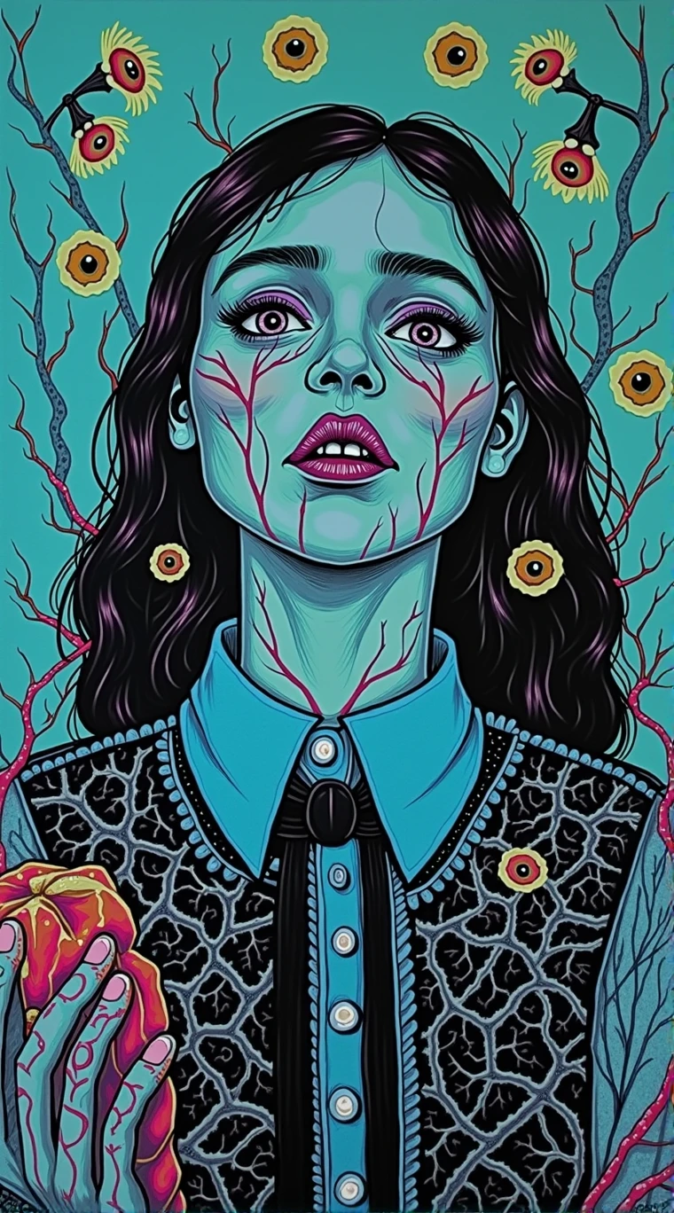 girl with a pretty face, white hair, purple eyes, (((sexy school uniform))), wearing a stylish very sexy school uniform, with a funny expression on her face, Hellwalker, incombing death, hell, black bloody veins growing and intertwining out of the darkness, oozing thick yellow blood, veins growing and pumping blood, (male body:1.6), 1 man, vascular networks growing, connecting, explanding, red veins everywhere, zdzislaw beksinski, (sharp colors:1.3), (rainbow skin:1.1), (Infrared:1.2), ultra detailed, intricate, oil on canvas, ((dry brush, ultra sharp)), (surrealism:1.4), (disturbing:1.5), beksinski style painting, satanic symbols, (full torso), full body in frame, centered body, (male:1.2), realistic, ((intricate details)), (pale gothic evil king), dynamic pose, perfect face, (realistic eyes), perfect eyes, ((dark gothic background)), sharp focus, A product shot from a bird's view with fish eye lens capturing a necromancy book with cover from white human flesh with a screaming decayed death face stretching itself out of the human leathery skin cover and glowing gems where the eyes should've been, in a magical environment, white leathery book, foreshortening, masterpiece, best quality, photograph, dreamlike, face focus, intricate details, sharp focus, photography, photorealism, photorealistic, soft focus, volumetric light, gelatinous, jelly, slime, eldritch, (dark magic), (grim), (intricate details), (hyperdetailed), 8k hdr, high detailed, lot of details, high quality, soft cinematic light, dramatic atmosphere, atmospheric perspective, face focus