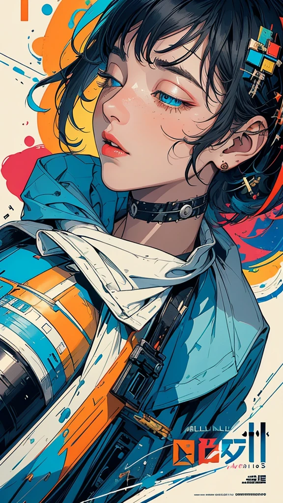(((masterpiece, highest quality))),(((solo:1.2))),(((1girl:1.2))),32k wallpaper, very detailed, poster, vintage science fiction,(((((geometric cinematic movie poster))))), (bauhaus),(((abstract))),(((mid century modern))),(((((portfolio))))),(((((Close-up))))),(((((bust up))))),((((more various angle)))),(((highlight))),Vast landscape,((((heterochromia)))),(((complete. detailed face))),(((Extremely talented))),(((most complecated machine))),Colorful color scheme,((((((Roll one's eyes))))))