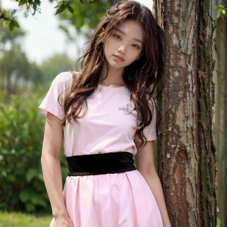 (best quality,4k,8k,highres,masterpiece:1.2),ultra-detailed,(realistic,photorealistic,photo-realistic:1.37),beautiful detailed eyes,beautiful detailed lips,extremely detailed eyes and face,longeyelashes,1 girl,portrait,fantasy landscape,magical forest,glowing fireflies,warm sunlight,dramatic lighting,vibrant colors,cinematic, cute face, pretty girl, ((smile)),