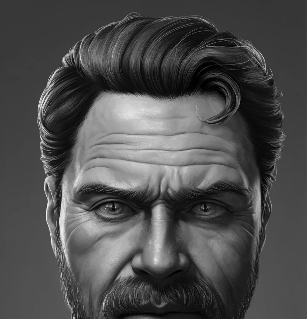 man, hair, detailing, wrinkles