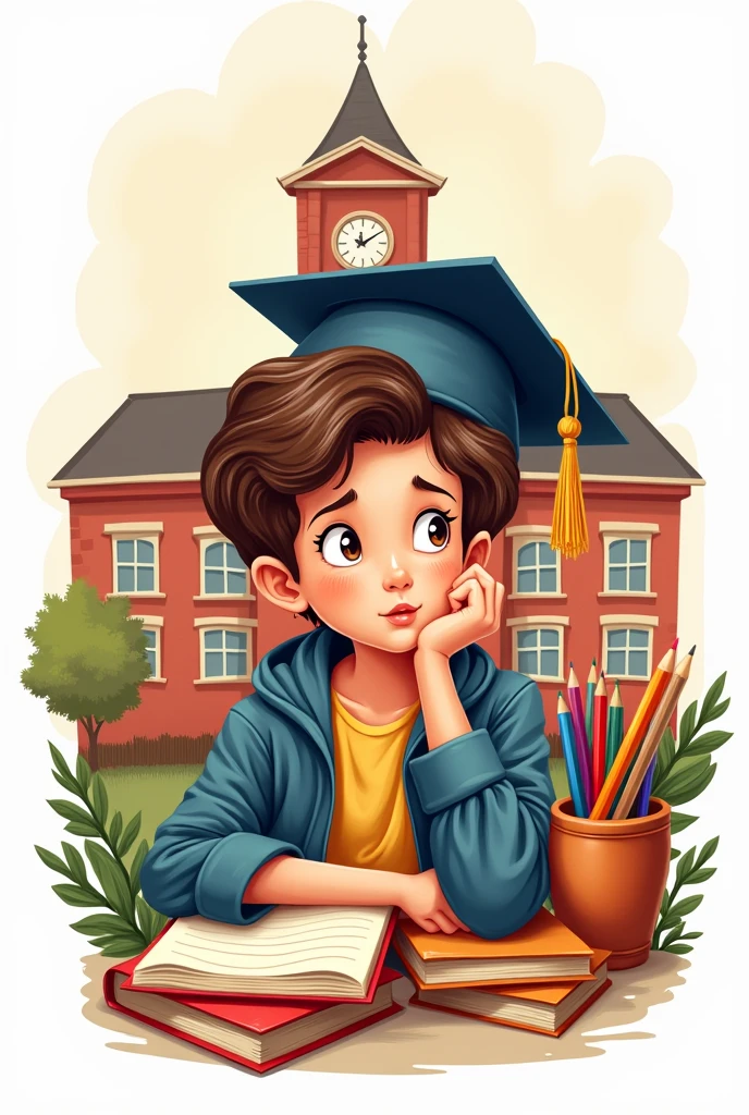 Generate a school logo design with a images involving school 