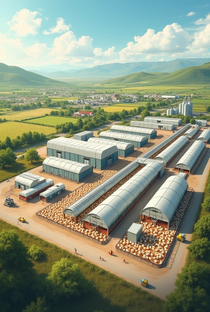Drawing of a broiler chicken farming company