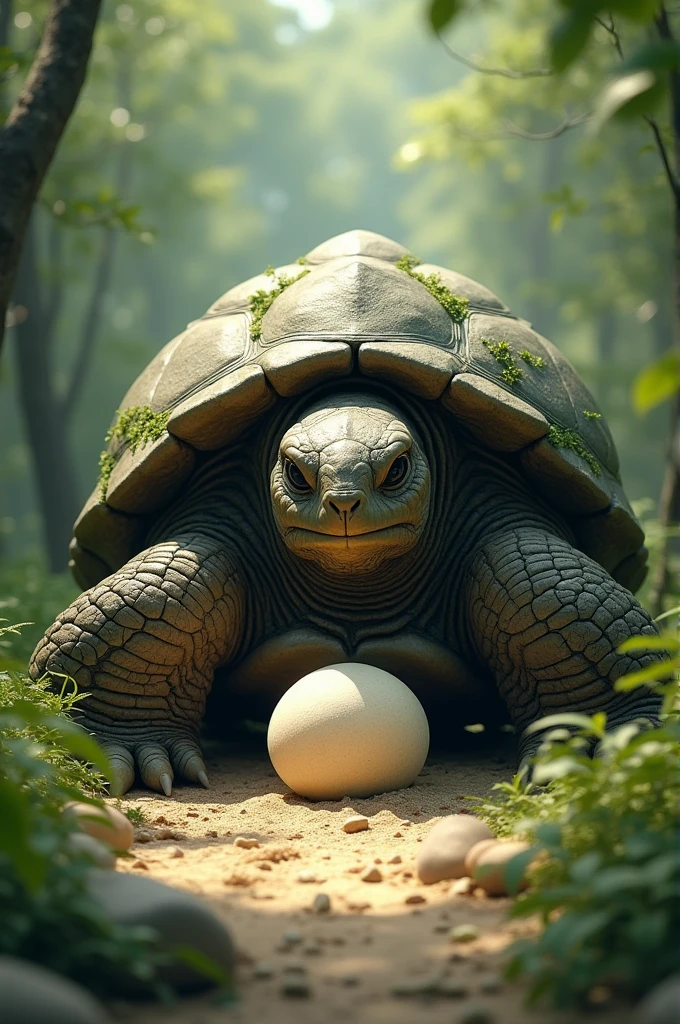 Big turtle lays egg