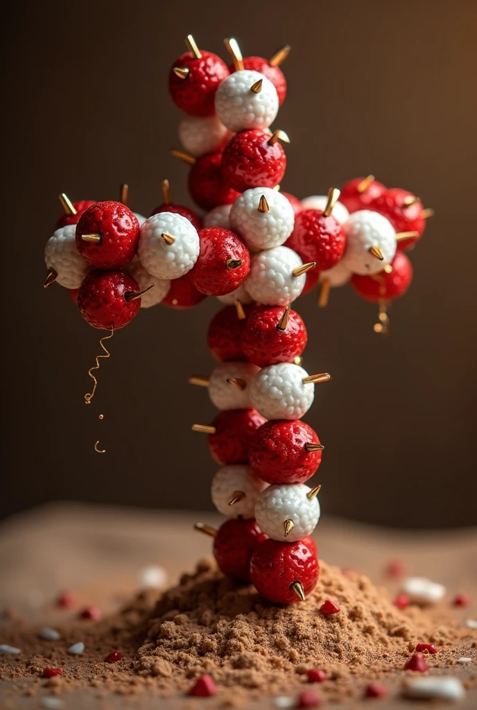 - Yorùbá beads hanging from a wooden pole, forming a cross-like structure
- Beads in red and white, symbolizing life, purity, and sacrifice
- A few strategically placed beads resemble nails or wounds
- Soft, warm lighting emphasizes the textures and colors
- Background: a subtle, earthy tone or a hint of Nigerian fabric patterns
Symbolism:
- Yorùbá beads represent African heritage and spirituality
- Cross formation nods to Christianity and Christ's sacrifice
- Intersection of cultures and faiths
Style:
- Ethereal, contemplative atmosphere
- Simple, yet powerful composition
This concept honors both Yorùbá culture and Christian symbolism, creating a thought-provoking visual representation.
Feel free to modify or add ideas!