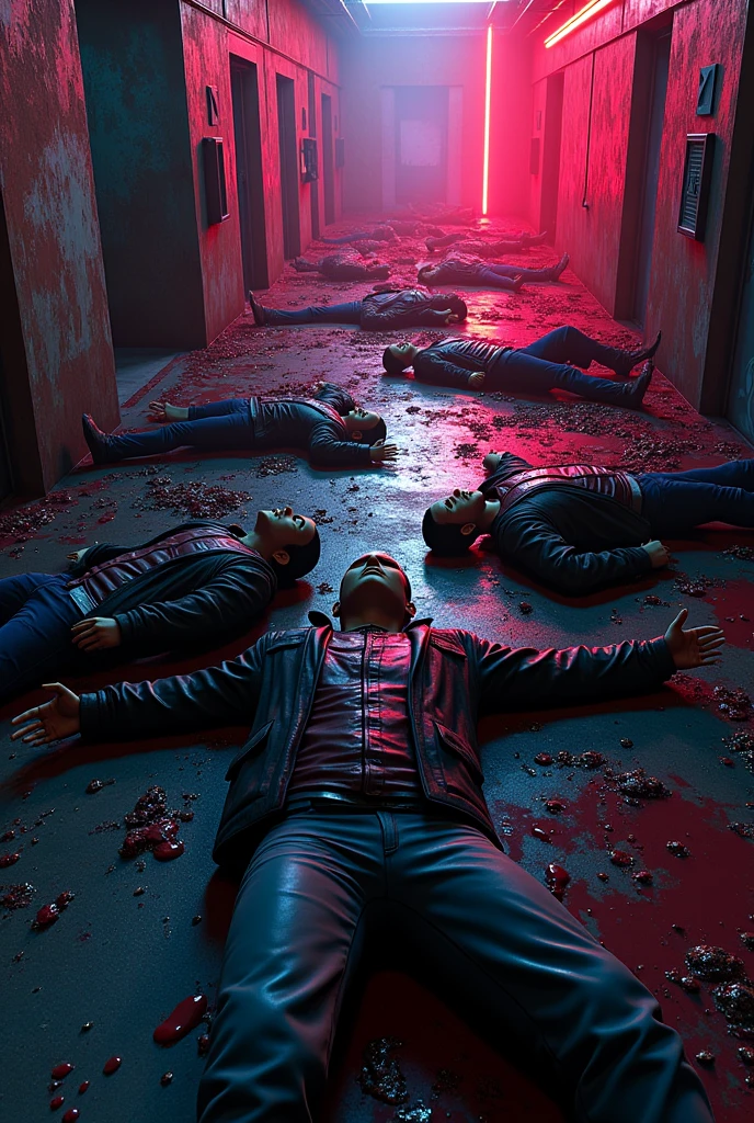 An image where you can see a lot of dead bodies in the game Hotile Miami 2
