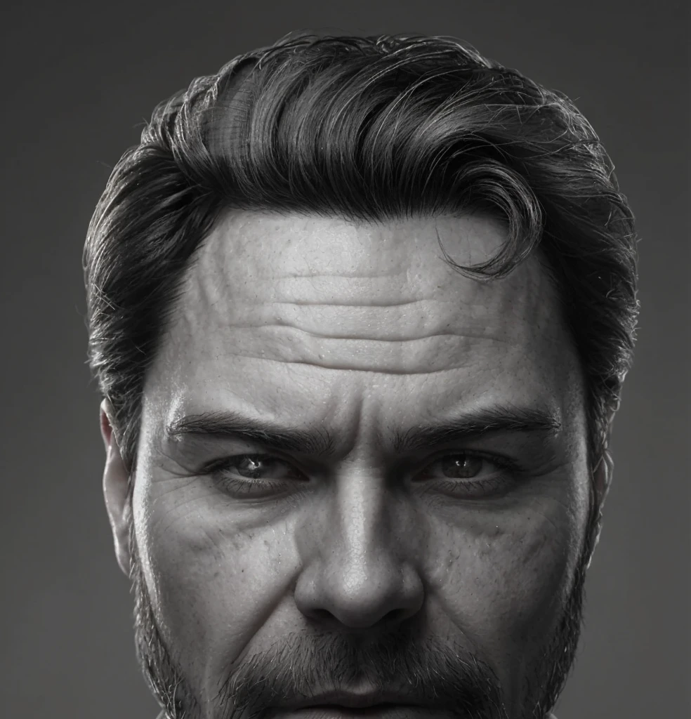 man, hair, detailing, wrinkles