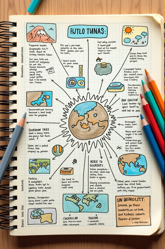 Create a concept map in a notebook with high school geography material