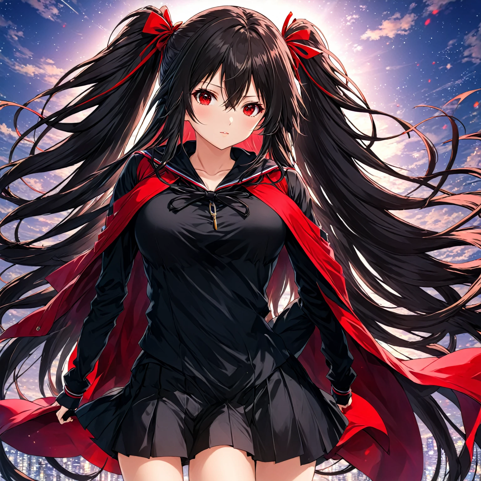 Anime girl with long hair and black and red clothes, Anime Style 4 k, Amazing anime 8k, Anime Style like fate/Stay Night, Anime Style. 8k, Enchanting anime girl, Anime Moe Art Style, anime wallpaper 4k, anime wallpaper 4k, Female Anime Characters, 4k anime wallpaper, Attractive anime girl, Anime art style, Style Anime，Character design sheet