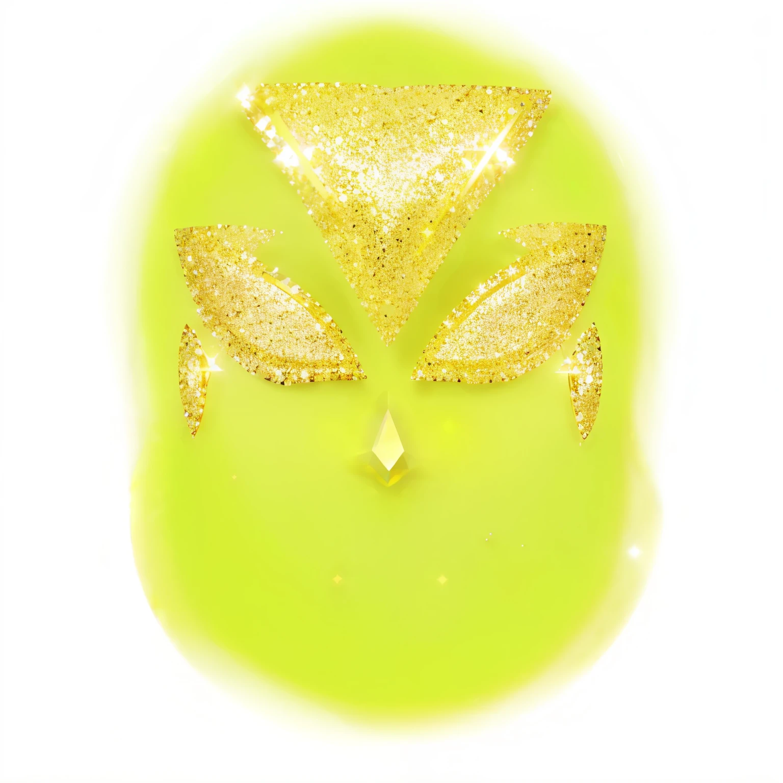 there is a picture of a pair of realistic gold glittered face paint, lime and gold hue, yellow crystal gem, glitter background, it has lemon skin texture, luminous sparkling crystals, made with illustrator, background(solid), glowing yellow face, glitter gif, relaxed. gold background, gliter, glitter, very grainy, glitter sticker, without text, glittery