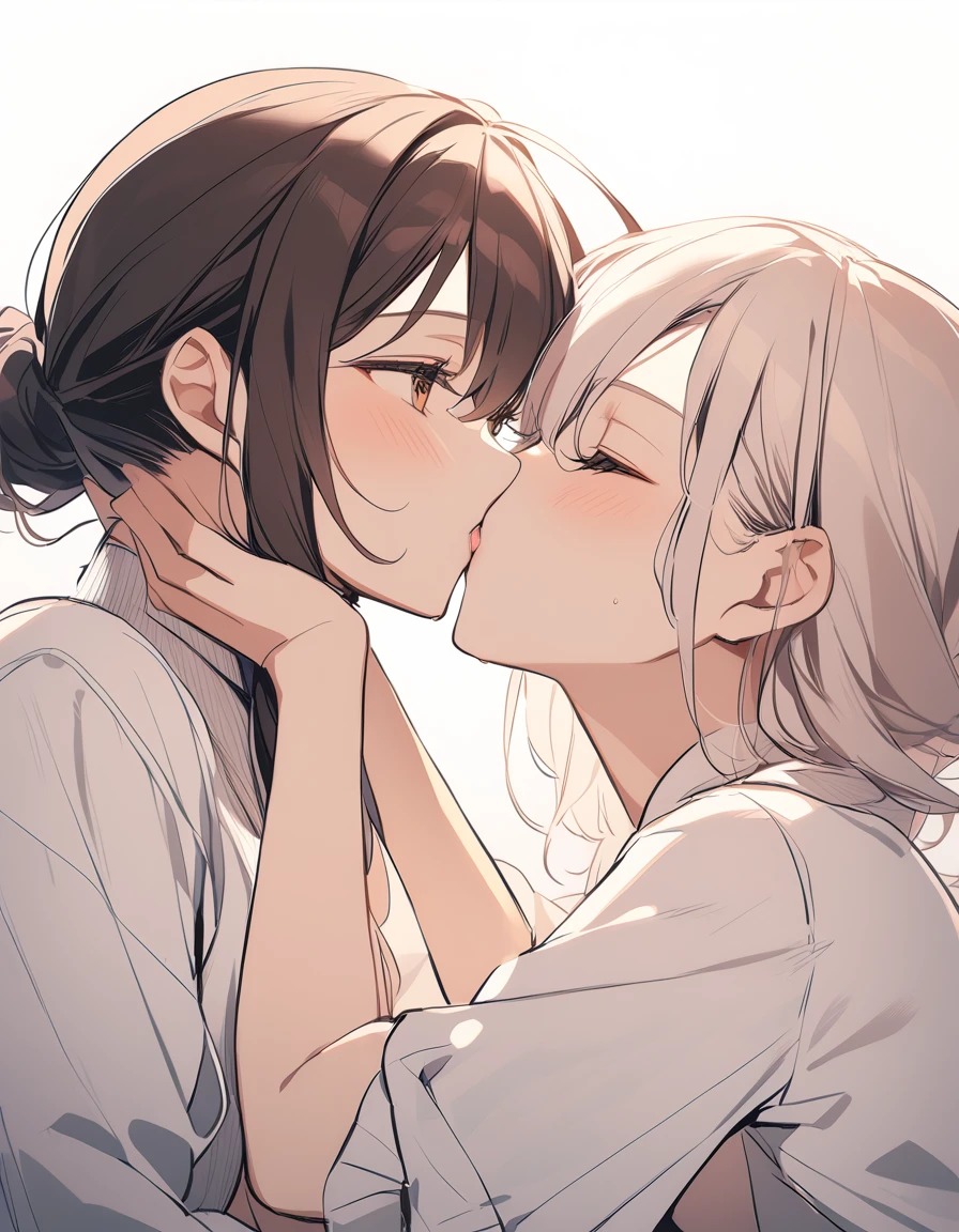 two woman kissing