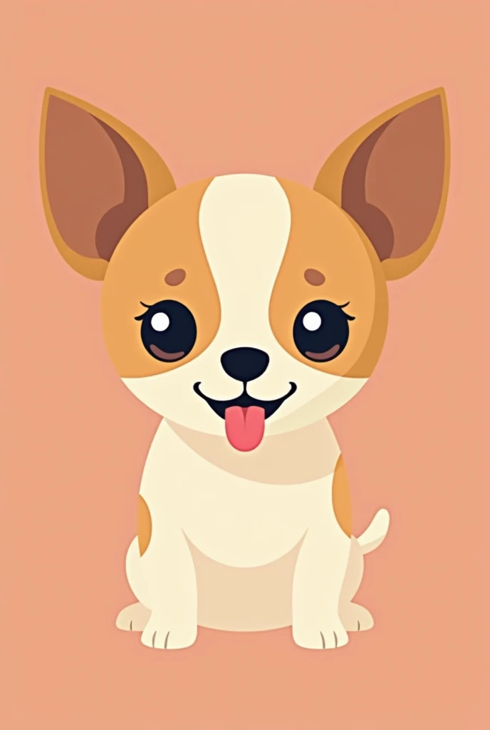 Flat Design、Chihuahua、face、tongue、cute