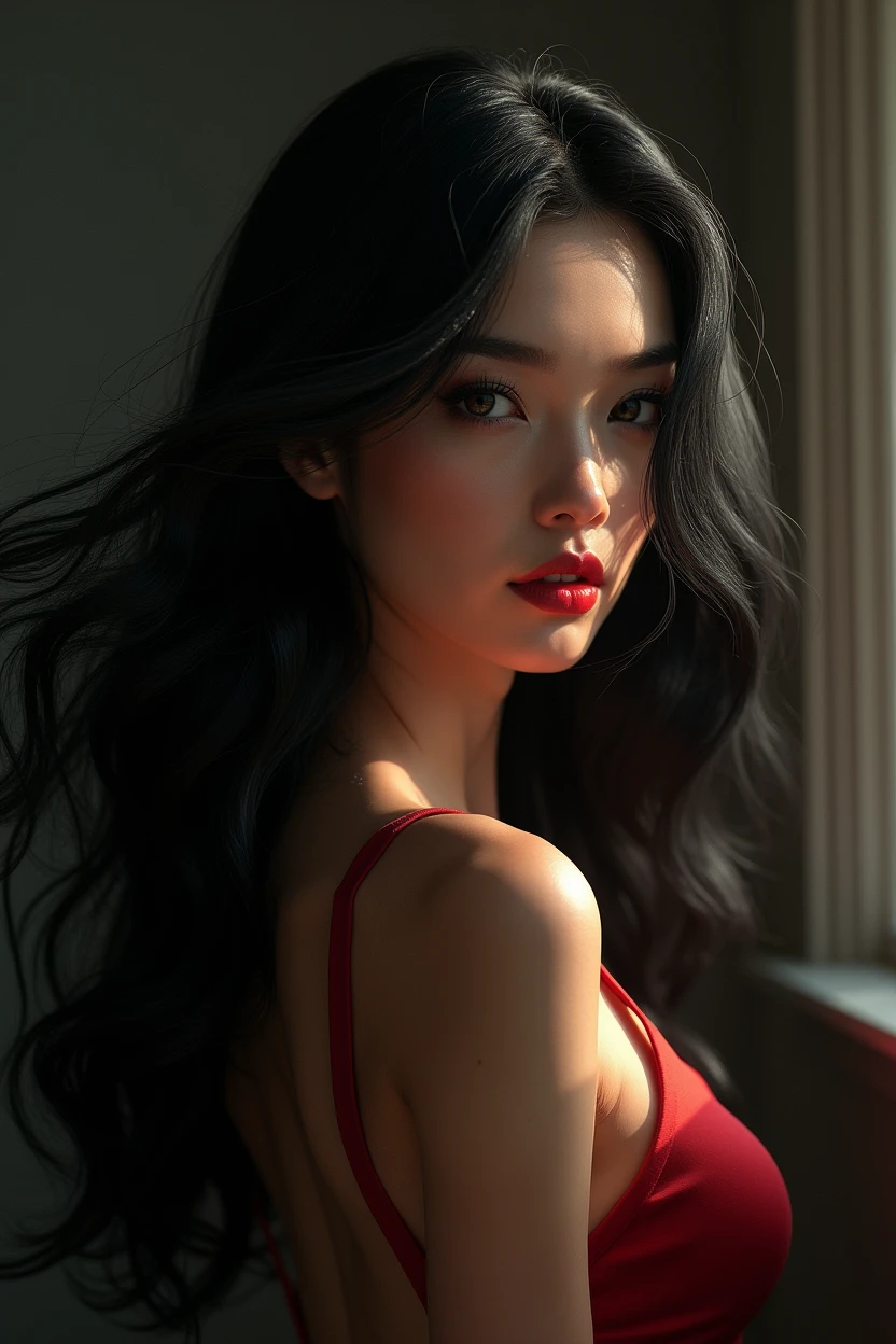 (((True Beauty))), RAW Photos, Black Hair、folder、Round eyes、False eyelashes、Straight hair, Wavy Hair、correct、Deep Red Lipstick、Striped Hair、Brown Hair、Blue Hair、(Gradient Hair)、Asymmetrical hair、Hair behind the ear、Crossed bangs、Long Hair、((お尻までLong Hair))、Long Hair、Smooth, Silky Hair、Hair up on one side、とんでもなくLong Hair、Light brown eyes、Ring Eye、Round eyes、Wicked Smile、A light smile、Cast a Shadow、(Extraordinary presence)、Atmospheric perspective、Backlight、Exposure、Lens flare、、最high quality、超High resolution、超High resolution、Very realistic, masterpiece、correct、Textured skin、high quality、最high quality、Awards、32K, 髪のfolder、Crafty、C-CAP'S 、bold、(A light smile)、Embarrassed Laugh、Redness in the ears、correct、Shine、360° View、Very detailed、超High resolution、解剖学的にcorrect、masterpiece、Accentuate your breasts、High resolution、Attention to detail、Long eyelashes、A slight blush、Compensate,I'I don't want to wear clothes、 (((Full Body Shot)))、((Roll up your hair))、Seductive pose、Shooting from a distance、Different angles of view、Waist height 、Hair blowing in the wind、