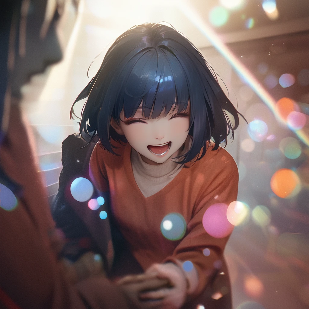 quality\(8k,Highly detailed CG unit wallpaper, masterpiece,High resolution,top-quality,top-quality real texture skin,surreal,Increase the resolution,RAW Photos,highest quality,Very detailed,wallpaper,Cinema Lighting,Ray-tracing,Golden Ratio\), BREAK ,(alone),(1 couple\(One boy\(One girl\):1.4), 1 couple\(One boy\(One girl\),Looking at each other,(Laughing happily:1.4),beautiful,cute,Holding hands, ,background\(Soft sunlight, bokeh,beautiful scene, Lovers' moods,\),