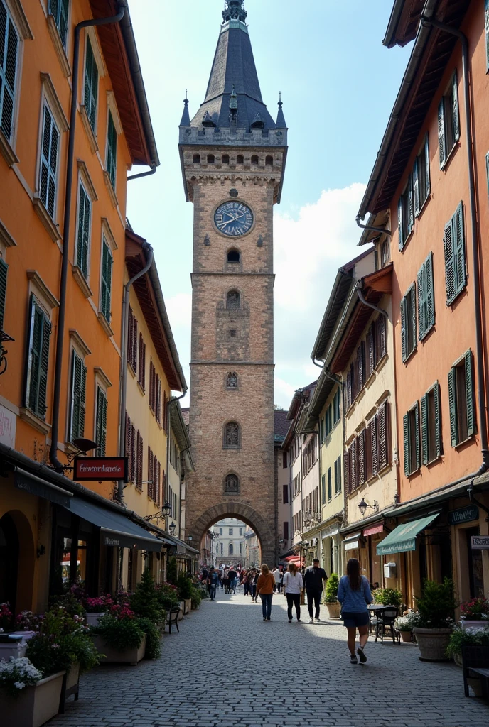 Here is a photo of Bern, the capital of Switzerland, showing the historic old town with its famous landmarks such as the Sieglogge clock tower. (Zytglogge) and cobblestone streets. 