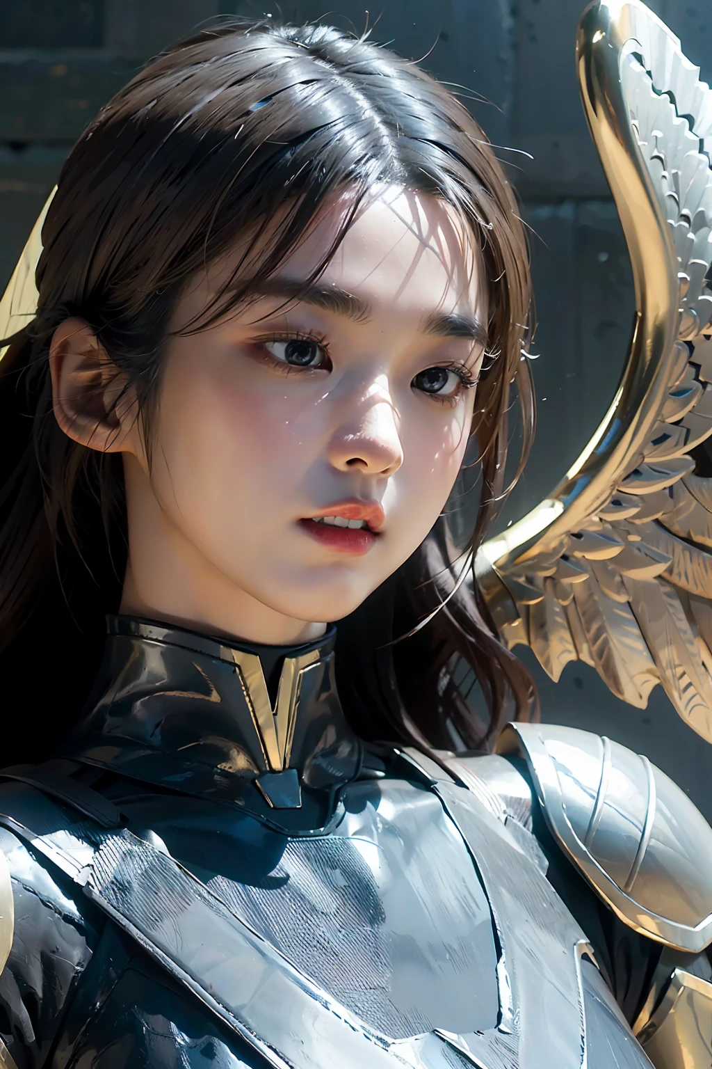 (l1vvydunne:.95), High angle photo of stunning young valkyrie woman in Stefan Kostic style, realistic skin texture,(Winged helmet:1.1), (valkyrie armor:1.2), 1 / 2 Body Crop, 8 5mm art lens, F 1. 2, sharp focus, 8k high definition, incredibly detailed, convoluted, elegant, Stanley Lau(Stanley Lau)Wow Art Jereum(artgerm)the art of