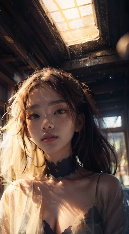 (best quality,4k,8k,highres,masterpiece:1.2),ultra-detailed,(realistic,photorealistic,photo-realistic:1.37),beautiful detailed eyes,beautiful detailed lips,extremely detailed eyes and face,longeyelashes,1 girl,portrait,fantasy landscape,magical forest,glowing fireflies,warm sunlight,dramatic lighting,vibrant colors,cinematic, cute face, pretty girl, ((smile)),