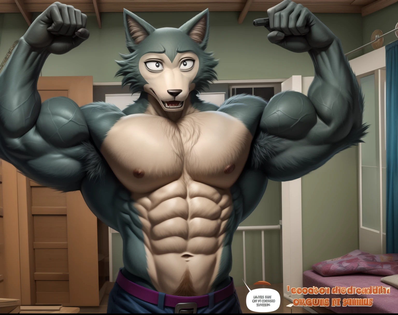 legoshi, (Del anime de Netflix Beastars) muscle growth comic, 4 page