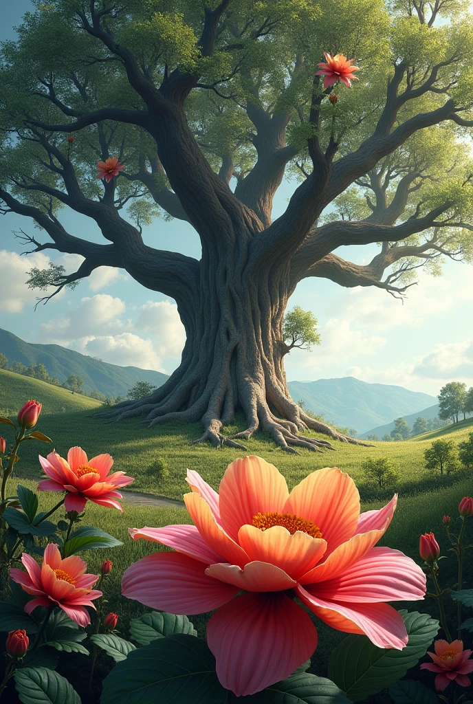 Create a beautiful flower with tree