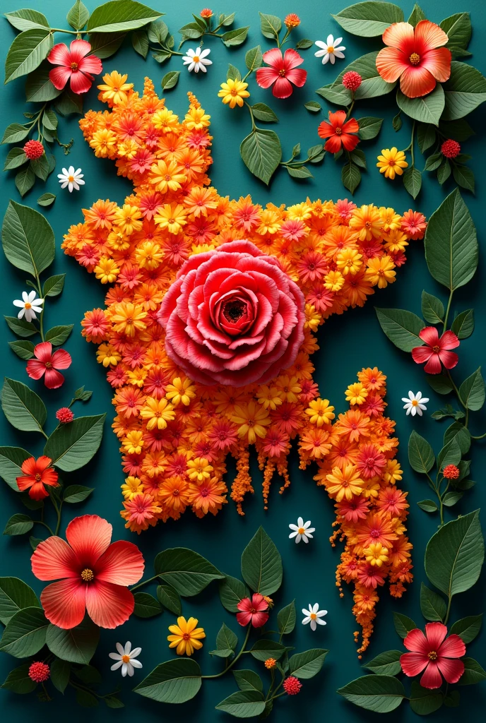 Bangladesh map cover with flower