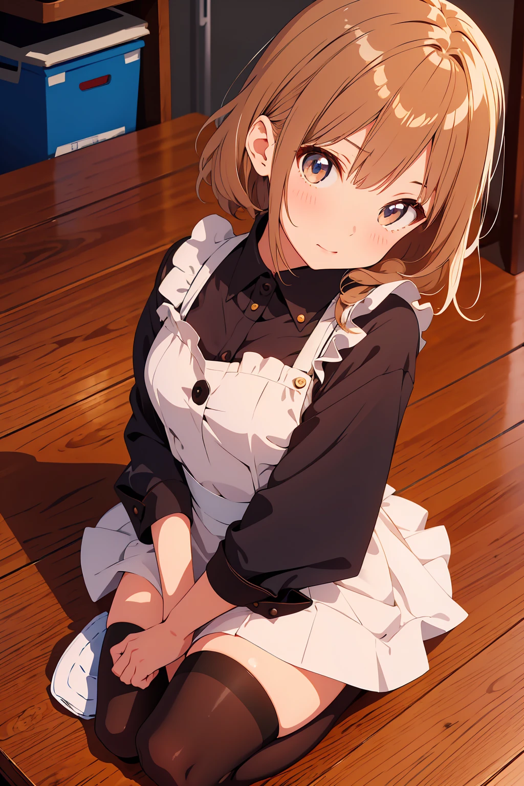 (Highest quality,Tabletop:1.2),(Anime Style,Comic Core:1.1),One Girl,Cute Style,Adorable,Highly detailed eyes,Highly detailed face,Very fine hair,About Hipdar,8k,solve,maid,maid服,mini skirt,squat,