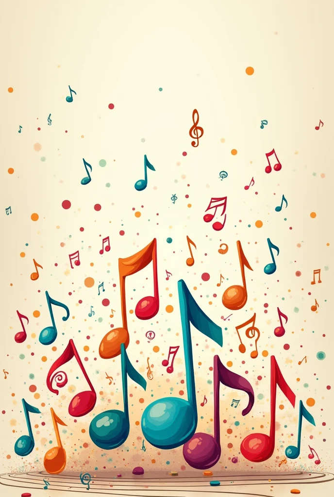 With sheet music、A cute image of many musical notes gathered together
