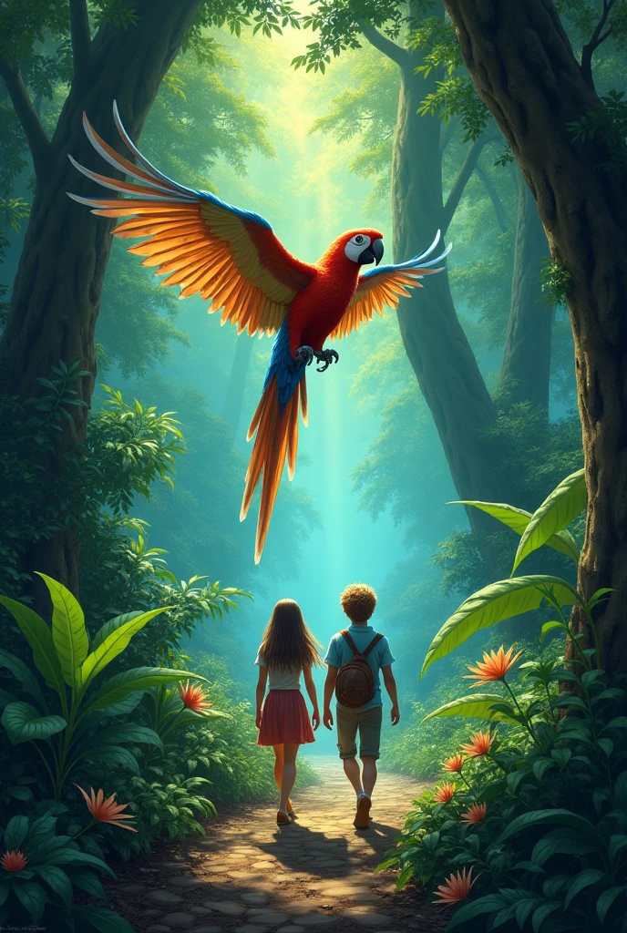 As they advanced through the forest, Peter and Laura, they encountered talking and enchanting animals. 

first, knew Jandira, a macaw with bright feathers.

The Jandira Macaw, Peter and Laura evitaram uma planta carnívora e descobriram uma trilha secreta.

