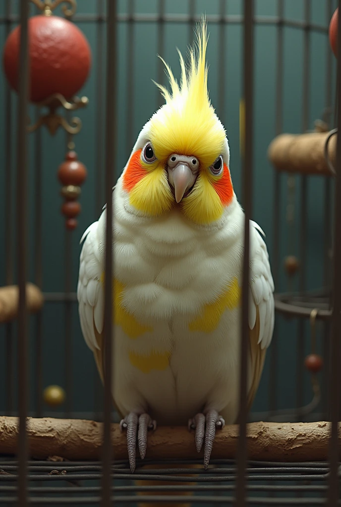 My cockatiel in the cage has gone bald