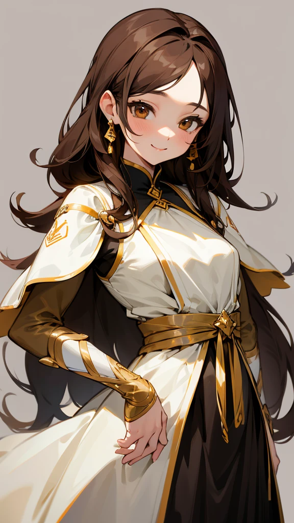 One beautiful girl, Long Hair, High resolution, smile, Brown Hair, Simple Background, masterpiece, Highest quality, Textured skin, Character portrait, Kpop idol costumes