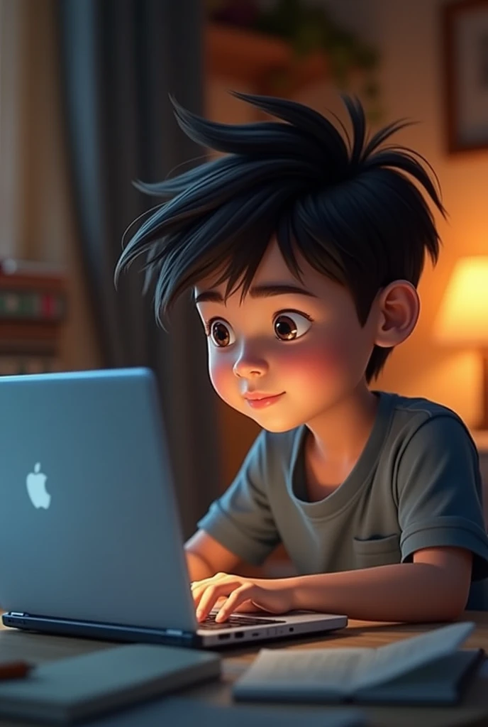 A boy using laptop