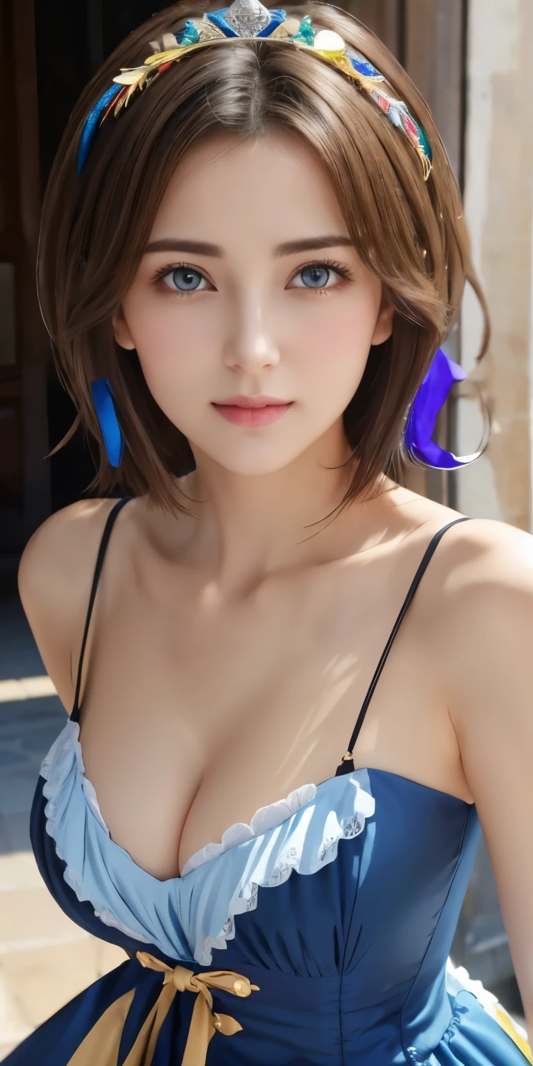 Browsing Caution、16K、Photorealistic、Highest quality、masterpiece、Ultra-high resolution、RAW Photos、Realistic、Bright lighting、Face Light、Smooth Professional Lighting、looking at the camera、alone、Adult female、Beautiful woman、Super beautiful woman、（Realistic肌、Moisturized Skin）、Realistic eyes and faces、（Perfect model body shape）、（Beautiful Eyes、Big eyes）、Inconspicuous tear bags、slim、Medium sized big breasts、Very good、My nipples are pushing up my shirt、Camel Toe、pubic hair、Very short hair、((Black Hair、black eye))、seems to be happy、Beautiful hip line、（Upper body, including the crown of the head）、(((Colorful Victorian dress)))、((Colorful princess dress))、Gorgeous dress、palace、palace、