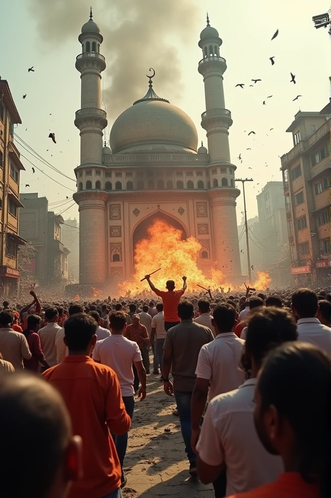 Hindu breaking mosque