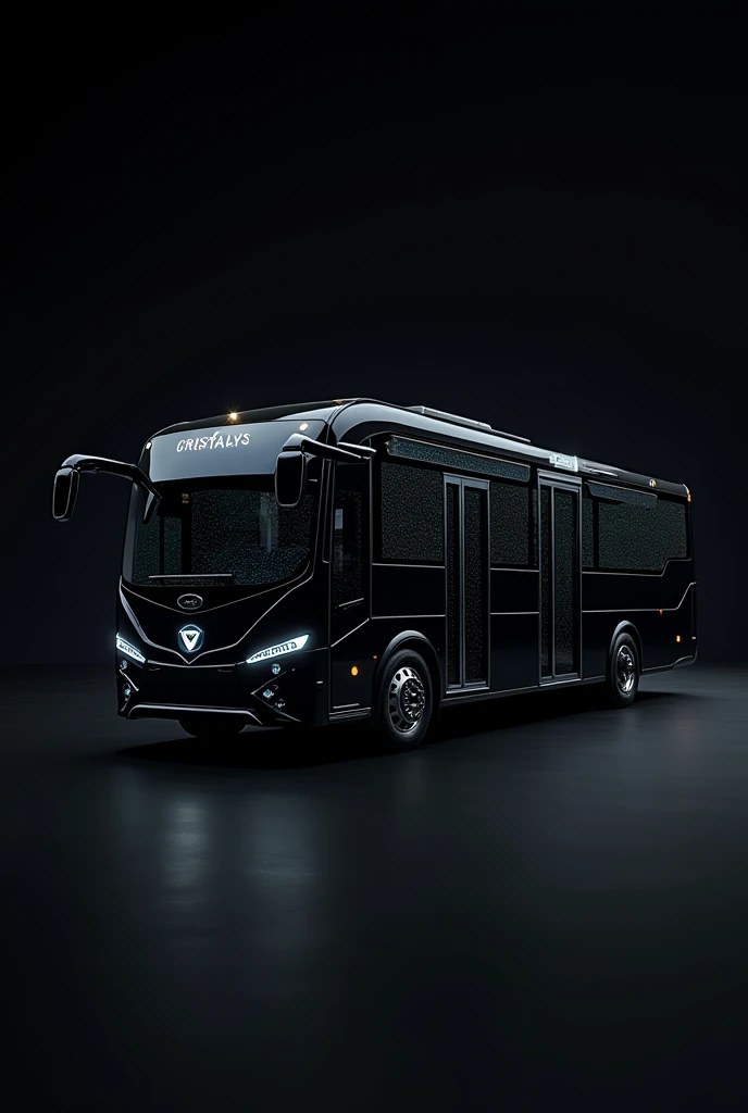 Bus with a black background and crystal details with the CRISTALYS logo 