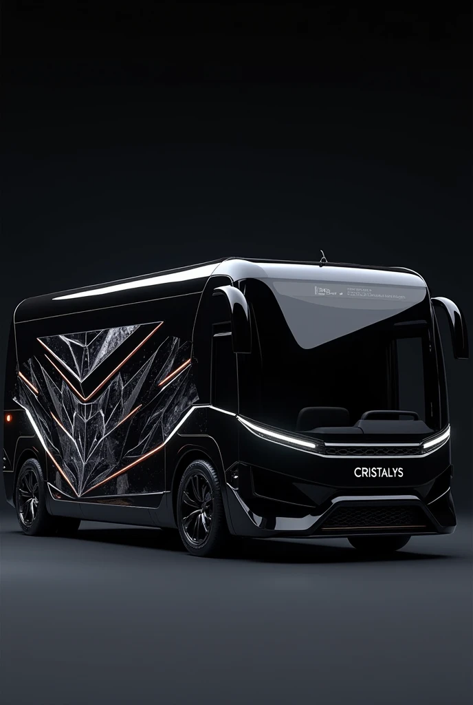 Bus with black background and crystal designs with the CRISTALYS logo on the side