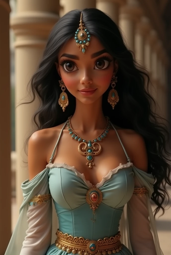 Stunning Princess Jasmine, photo in 8k, in action, cinematic.