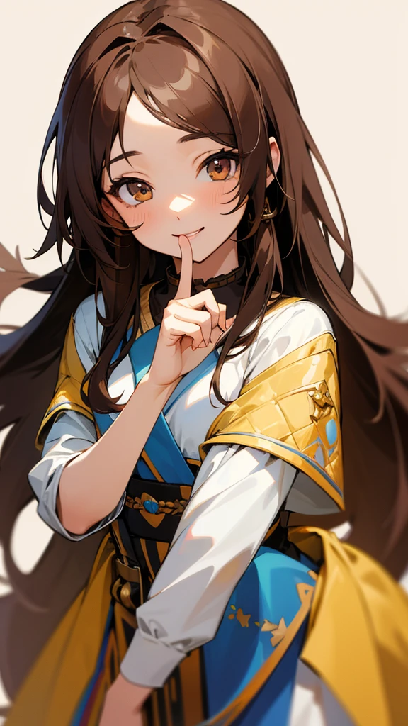 One beautiful girl, Long Hair, High resolution, smile, Brown Hair, Simple Background, masterpiece, Highest quality, Textured skin, Character portrait, Kpop idol costumes