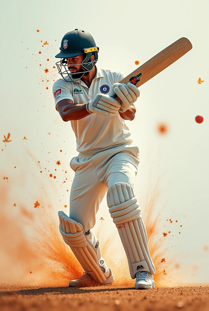 A cricketer wear white play creative image 
