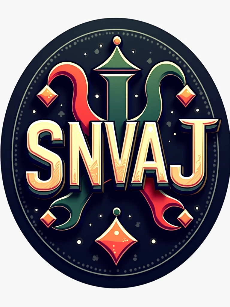 circular logo “snvaj" letters i ,joker, joker background