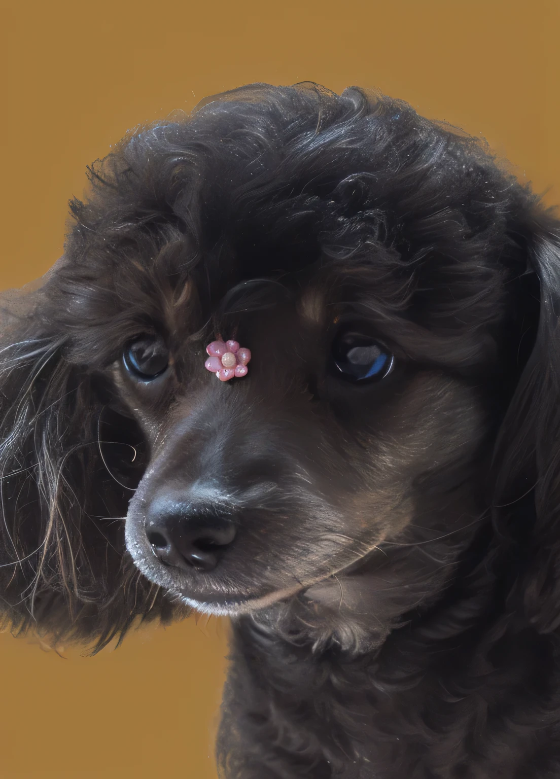 a very cute furry dog, hair drawn like cartoons, Perfectly drawn Eyes, eyes like a cartoon, gorgeous eyes, perfects eyes, She is very happy, She is smiling, the image is very detailed