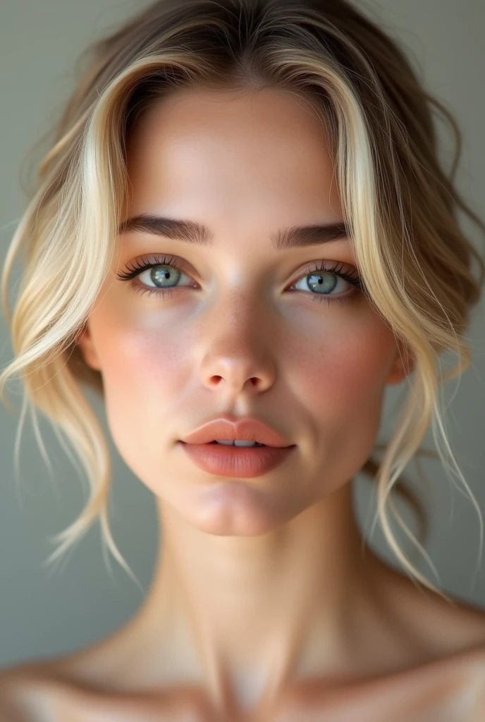 Un visage d'une blonde très jolie style americaine ultra realiste avec un visage fin et naturel je veux qu'on voit son visage entièrement et qu'elle soit super sexy un Menton lisse 