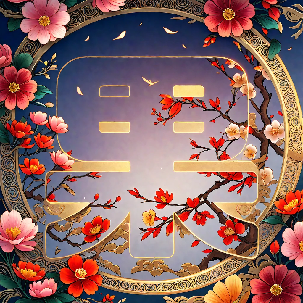 National Trend, Birds and flowers, wrap, Ultra HD, Filigree, Chinese elements, illustration