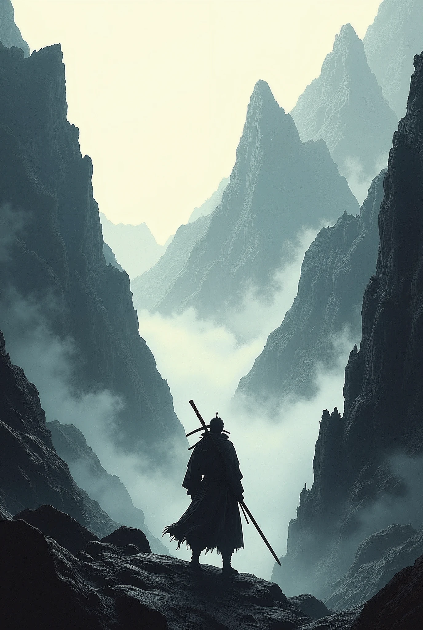 Highest quality、Katsushika Hokusai、Cinematic Light、dramatic、theme:black