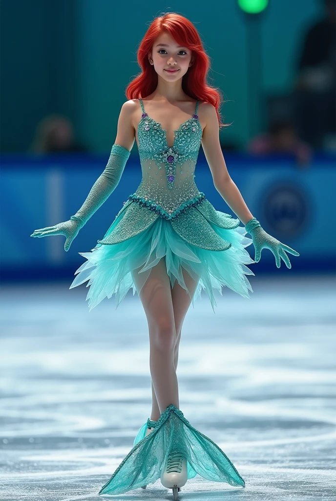 Figure Skating Costumes Ariel Short skirt Under the Sea cute Long sleeve