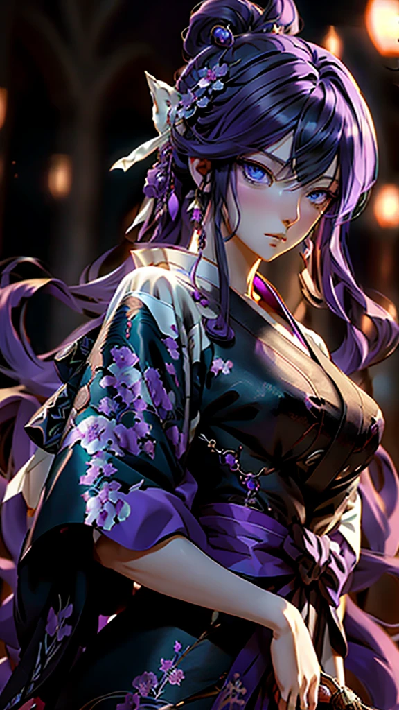 anime - style image of a woman with purple hair and blue eyes, an anime drawing inspired by Okumura Masanobu, pixiv, gothic art, delicate androgynous prince, beautiful androgynous prince, guweiz, detailed digital anime art, artwork in the style of guweiz, highly detailed exquisite fanart, handsome anime pose、フラットカラー